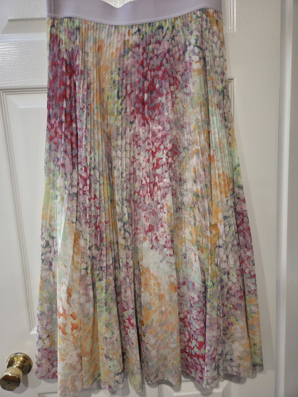 Wilfred Aritzia Floral Pleated Twirl Midi Skirt Pastel XL